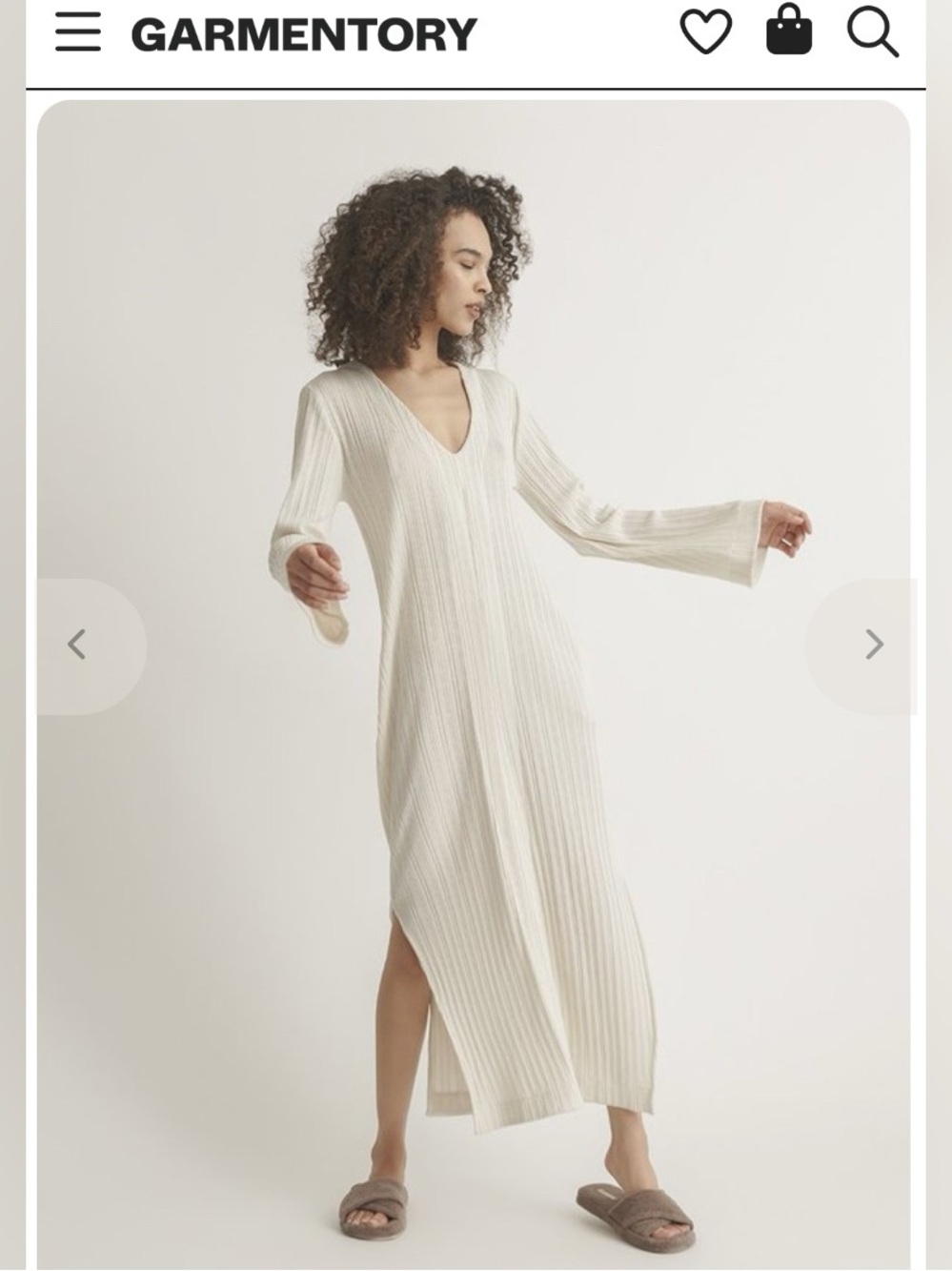 Skin: Rebecca Ribbed Caftan in
Oyster Size S